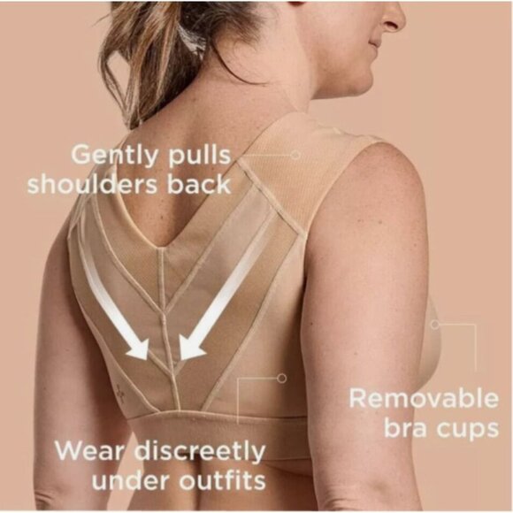 TOMMIE COPPER Shoulder Support Comfort BRA Size XL NUDE NEW - Picture 1 of 9